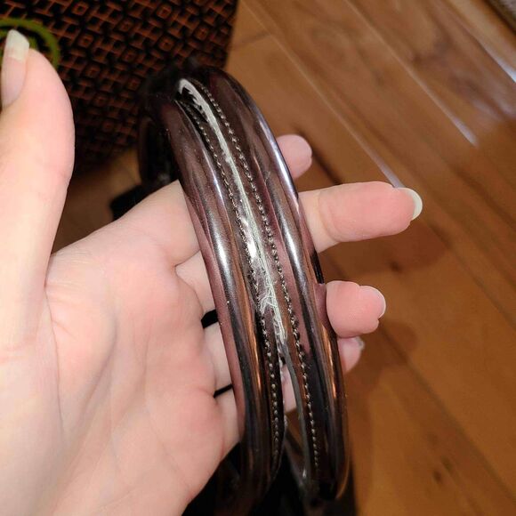 Tory Burch ELLA Wool Leather Trim Large Brown Gold Tote Bag Purse Handbag - Picture 4 of 9